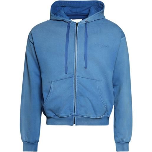 Maison Margiela zip-up logo-embroidered hoodie - blu