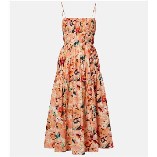 Ulla Johnson abito midi vidri in popeline di cotone