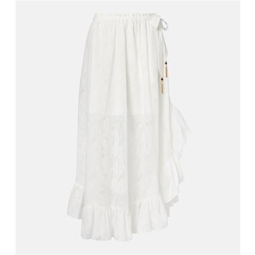 Zimmermann gonna lunga daylight in misto cotone con volant
