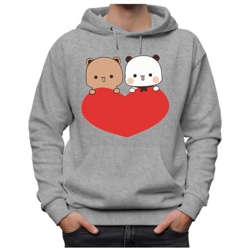 Forsca bubu dudu love heart - felpa classica unisex con cappuccio, per uomo e donna, grigio. , xxl