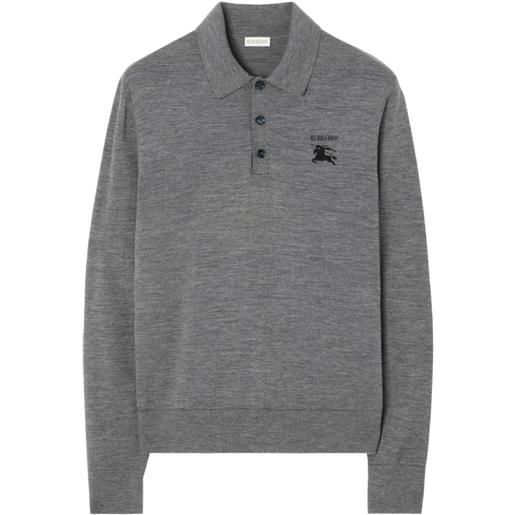 Burberry polo kinght in lana a maniche lunghe - grigio