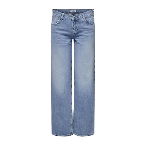ONLY onlbrenda low wide dnm cro158 noos, denim light medium, (xs) w x 32l