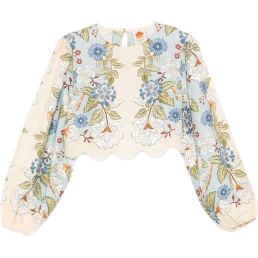 FARM Rio blusa garden scarf a fiori - toni neutri
