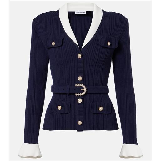 Self-Portrait cardigan in maglia a coste con cintura