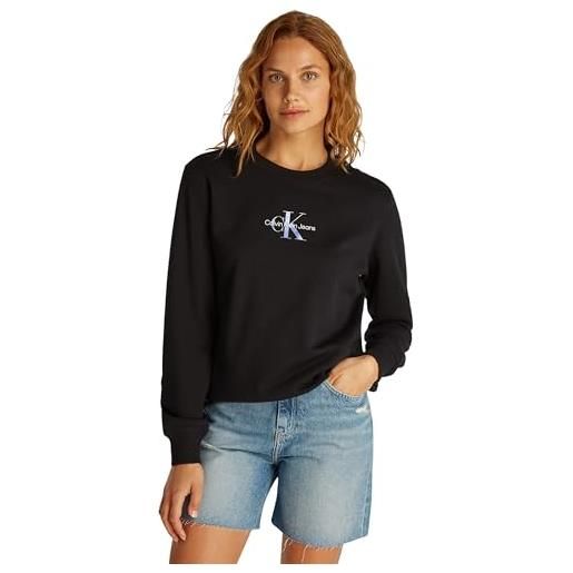Calvin Klein donna felpa gradient monologo crewneck regular fit, blu (niagara mist), m