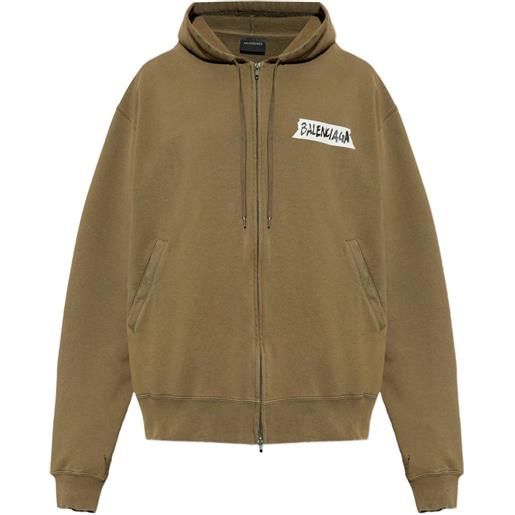 Balenciaga felpa masking tape con zip - marrone