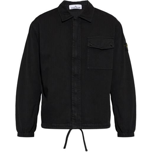 Stone Island organic panama cotton "old" effect overshirt - nero