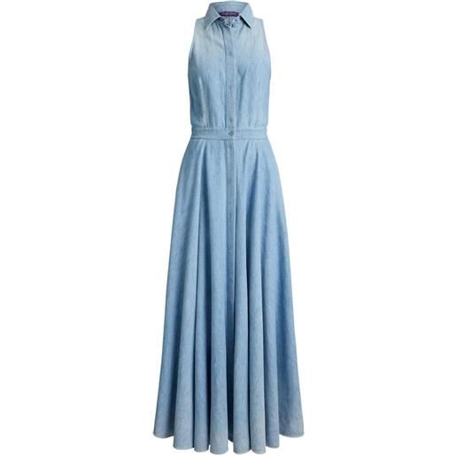 Ralph Lauren Collection abito lungo peyten con scollo all'americana - blu