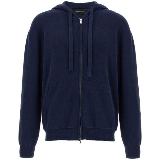Roberto Collina felpa in spugna con cappuccio - blu