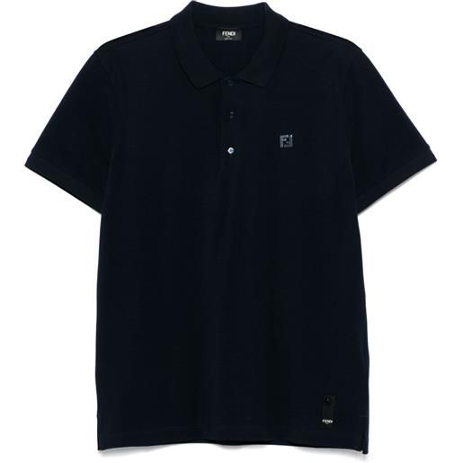 FENDI polo con logo ricamato - blu