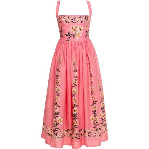 Agua By Agua Bendita abito midi mielero promesa a fiori - rosa