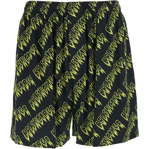Balenciaga shorts con logo e vita elasticizzata - nero