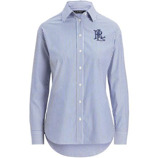 Lauren Ralph Lauren t-shirt a righe con logo ricamato - blu