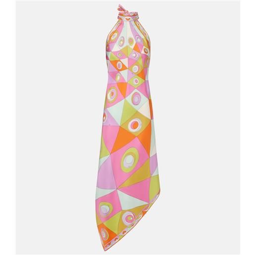 Pucci abito midi occhi in twill di seta