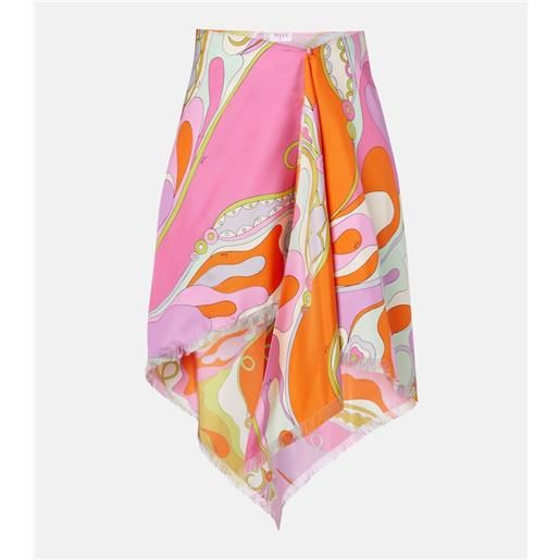 Pucci gonna midi orchidee in twill di seta
