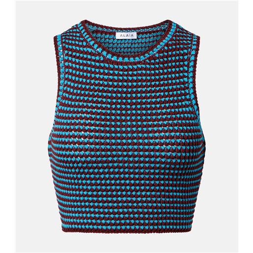 Alaia alaïa top cropped in cotone crochet