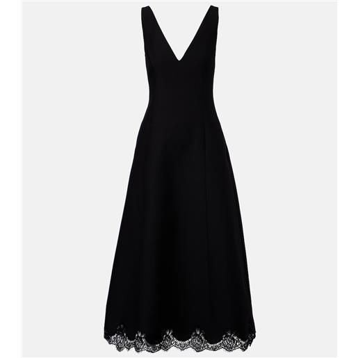 Valentino abito midi in crepe couture con pizzo