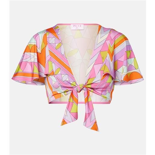 Pucci top cropped angoli in jersey