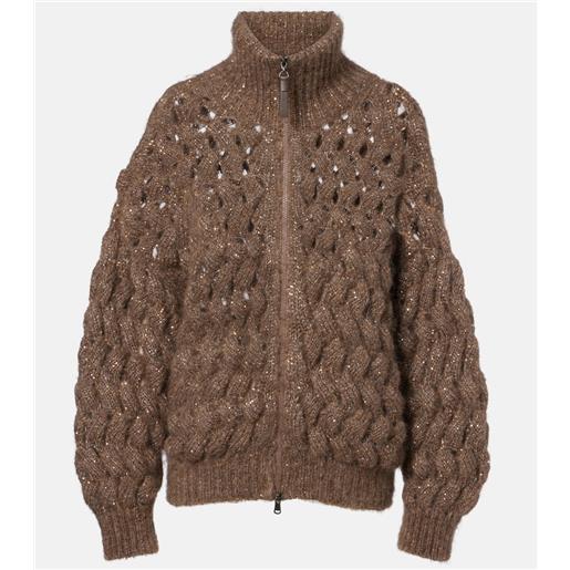 Brunello Cucinelli cardigan in mohair e lana con paillettes