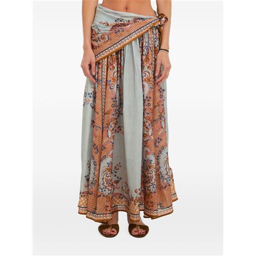 ZIMMERMANN gonna midi aster con nodo laterale - blu