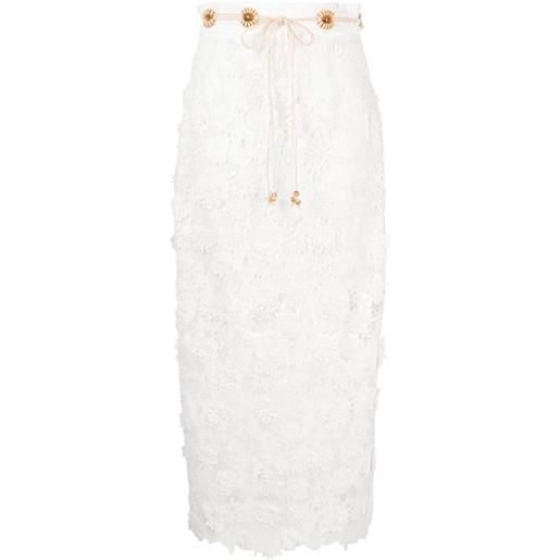 ZIMMERMANN gonna raie midi in pizzo - bianco