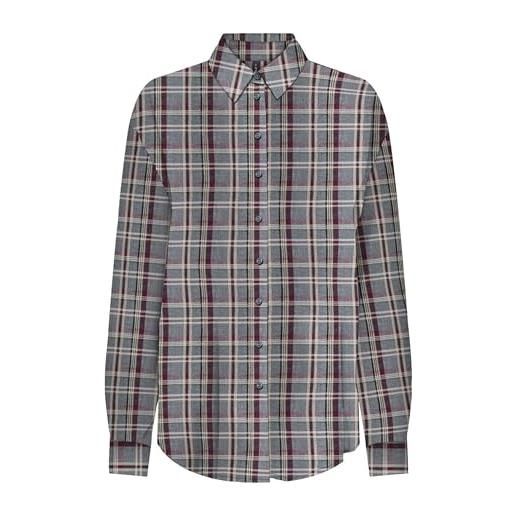 ONLY onlevia check l/s loose shirt wvn, gargoyle, m