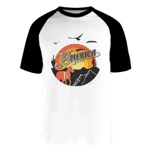 Jinbetee america band t-shirt bianca a maniche corte con maglietta da baseball unisex