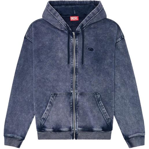 Diesel maglione s-boxt-hood-zip-den - blu