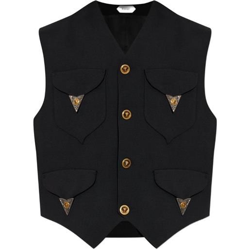 Versace gilet con applicazione - nero