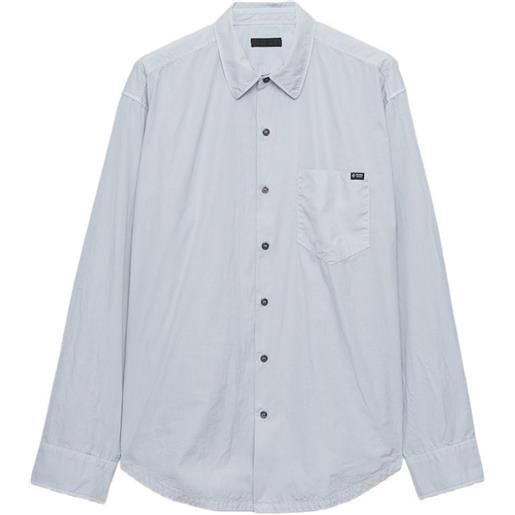 Prada camicia con tasca e applicazione logo - blu