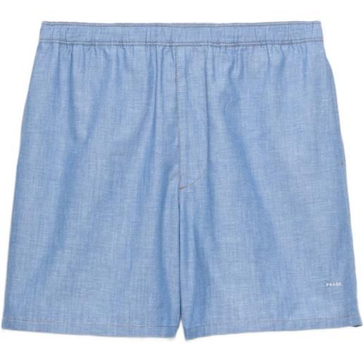 Prada bermuda in chambray - blu