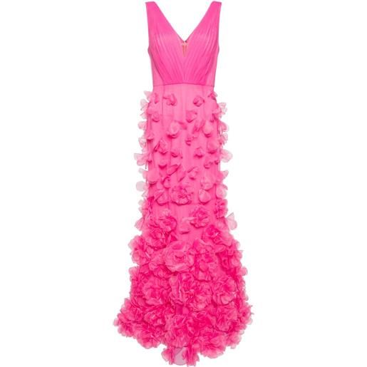 Marchesa Notte abito da sera con applicazione a fiori - rosa
