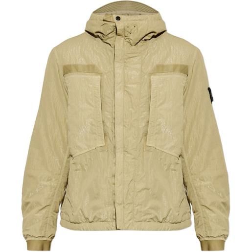 Stone Island piumino con cappuccio e logo - verde