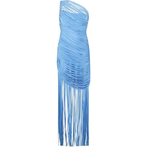 David Koma abito monospalla con frange - blu