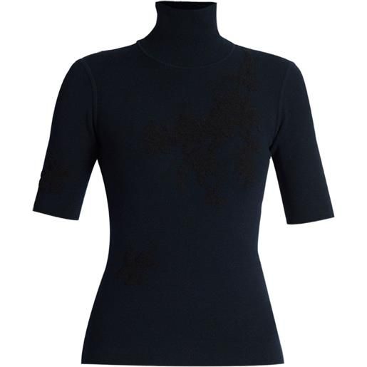 ERDEM maglione jacquard a maniche corte - blu