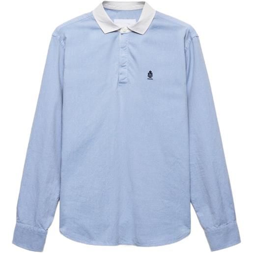 Prada camicia con logo e colletto a contrasto - blu