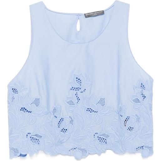 Ermanno Scervino top crop in pizzo sangallo - blu