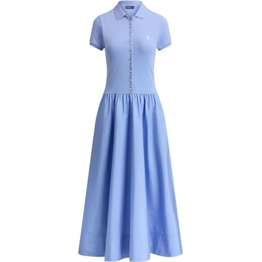 Polo Ralph Lauren abito lungo in rete e popeline - blu