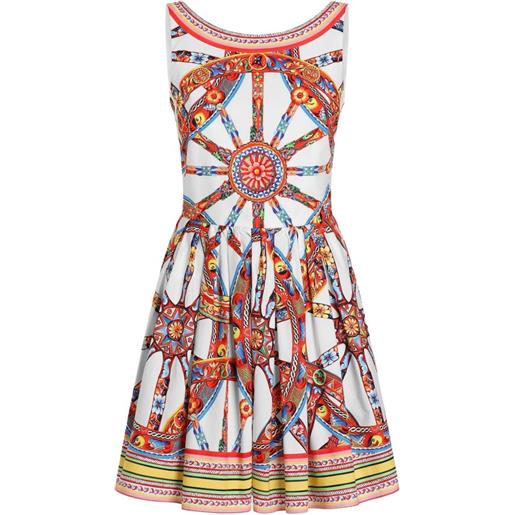 Dolce & Gabbana abito midi in popeline con stampa carretto - bianco