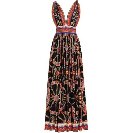 Dolce & Gabbana abito lungo con stampa carretto - nero