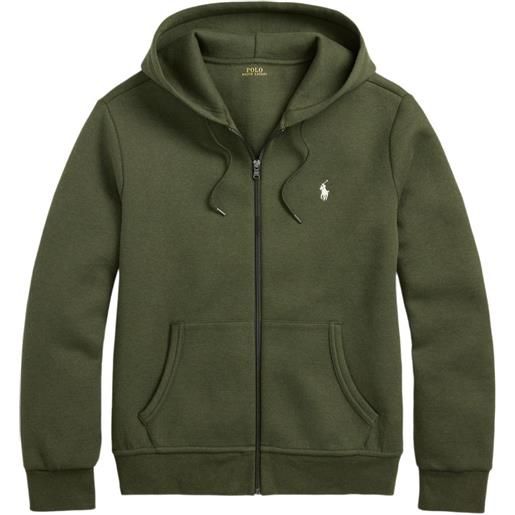 Polo Ralph Lauren felpa con logo ricamato e zip - verde