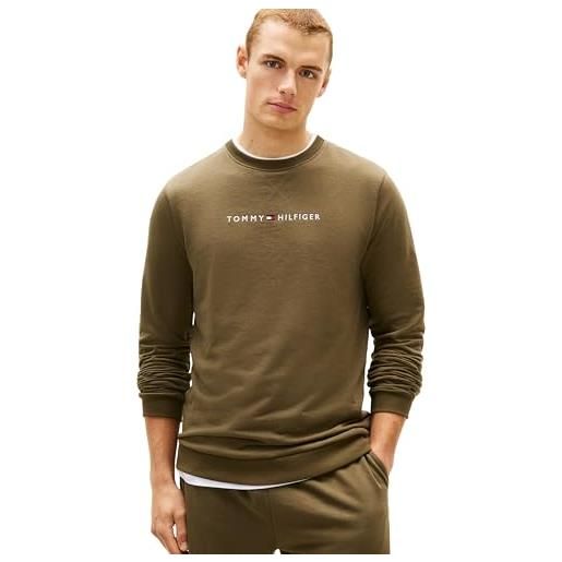 Tommy Hilfiger felpa uomo track top um0um03666 l/s, grigio (ice grey heather), l