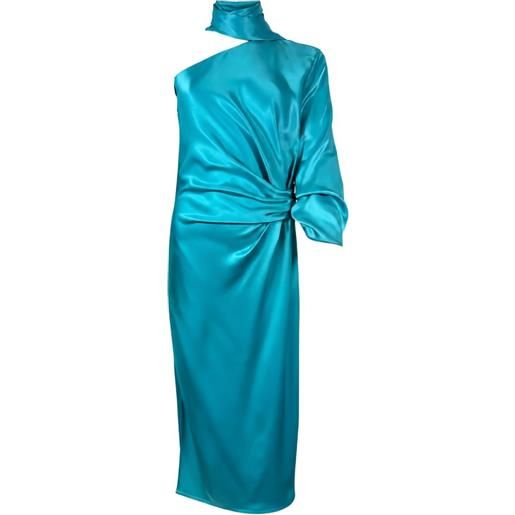 PINKO abito lungo monospalla con drappeggio - blu