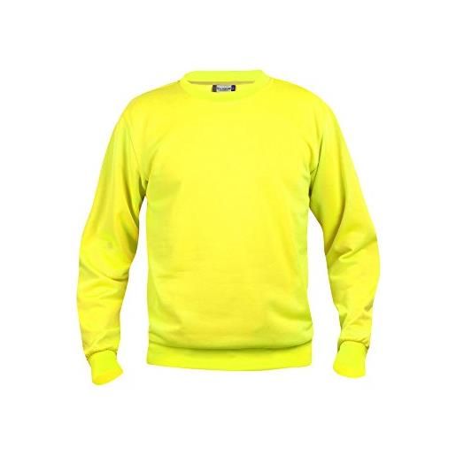 Clique - felpa girocollo manica lunga uomo donna unisex basic roundneck, in poliestere, costine elasticizzate, tessuto resistente ai lavaggi (giallo hv xl)