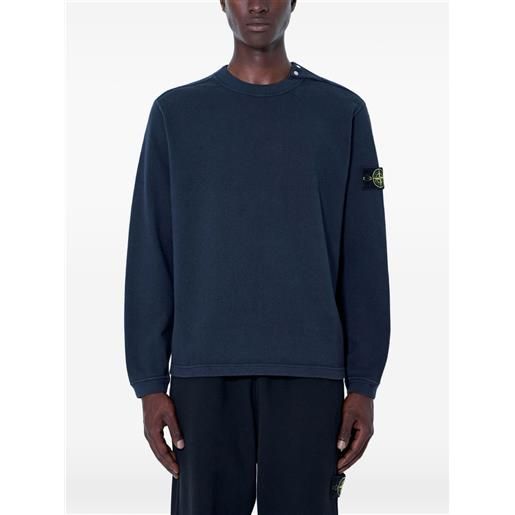 Stone Island logo-patch button-detail sweatshirt - blu