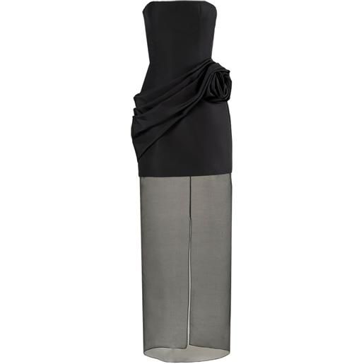 Carolina Herrera abito da sera senza spalline con gonna in organza - nero