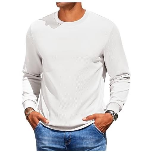 COOFANDY felpa uomo manica lunga pullover con collo tondo a coste camicia manica lunga abbigliamento da lavoro pullover monocolore felpa uomo tempo libero blu viola xxl