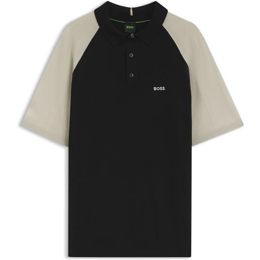 BOSS active polo in maglia a blocchi di colore, nero