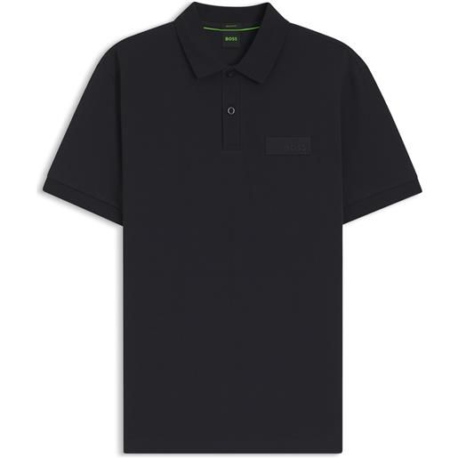 BOSS polo paddy con patch logo strutturato, blu scuro
