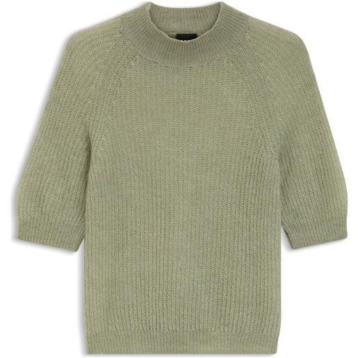 BOSS maglione lavorato in misto alpaca a coste, calce